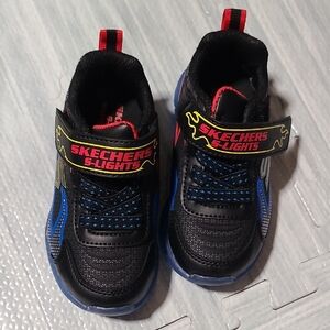 Skechers S-Lights Kids Shoes - Black and Blue